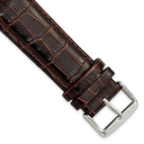 24mm Dark Brown Crocodile Grain Chrono Silver-tone Buckle Watch Band