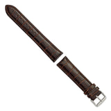 DeBeer 22mm Long Dark Brown Crocodile Grain Chronograph Leather with Silver-tone Buckle 8.5 inch Watch Band