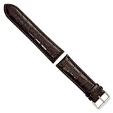 26mm Long Dark Brown Crocodile Chrono Silver-tone Buckle Watch Band