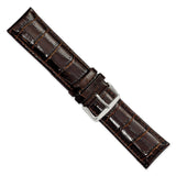 26mm Long Dark Brown Crocodile Chrono Silver-tone Buckle Watch Band