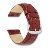DeBeer 19mm Havana Crocodile Grain Chronograph Leather with Silver-tone Buckle 7.5 inch Watch Band