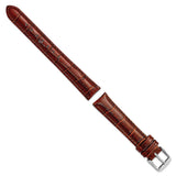 DeBeer 16mm Havana Crocodile Grain Chronograph Leather with Silver-tone Buckle 7.5 inch Watch Band