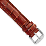 17mm Mahogany Brown Crocodile Chrono Silver-tone Buckle Watch Band