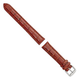 DeBeer 18mm Havana Crocodile Grain Chronograph Leather with Silver-tone Buckle 7.5 inch Watch Band