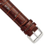 19mm Mahogany Brown Crocodile Chrono Silver-tone Buckle Watch Band