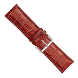 28mm Mahogany Brown Crocodile Chrono Silver-tone Buckle Watch Band