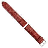 24mm Long Mahogany Brown Crocodile Chrono Silver-tone Buckle Watch Band