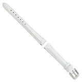 12mm White Crocodile Grain Chrono Silver-tone Buckle Watch Band