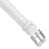 DeBeer 12mm White Crocodile Grain Chronograph Leather with Silver-tone Buckle 6.75 inch Watch Band