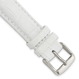 DeBeer 18mm White Crocodile Grain Chronograph Leather with Silver-tone Buckle 7.5 inch Watch Band