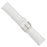 22mm White Crocodile Grain Chrono Silver-tone Buckle Watch Band