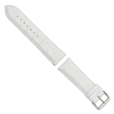 24mm White Crocodile Grain Chrono Silver-tone Buckle Watch Band