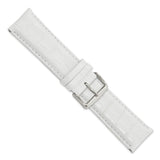 24mm White Crocodile Grain Chrono Silver-tone Buckle Watch Band