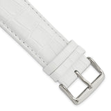 24mm White Crocodile Grain Chrono Silver-tone Buckle Watch Band