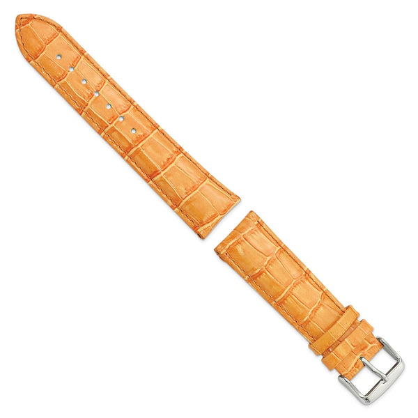 22mm Orange Crocodileodile Grain Chrono Silver-tone Buckle Watch Band