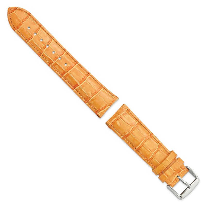 DeBeer 22mm Orange Crocodile Grain Chronograph Leather with Silver-tone Buckle 7.5 inch Watch Band
