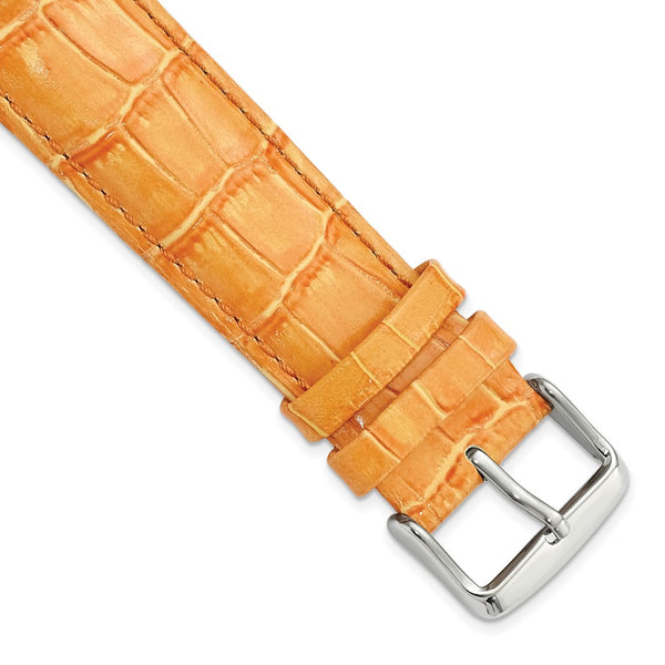 22mm Orange Crocodileodile Grain Chrono Silver-tone Buckle Watch Band