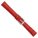 14mm Red Crocodile Grain Chrono Silver-tone Buckle Watch Band