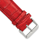 24mm Red Crocodile Grain Chrono Silver-tone Buckle Watch Band