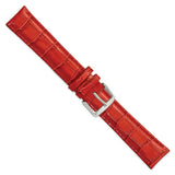 20mm Long Red Crocodile Grain Chrono Silver-tone Buckle Watch Band