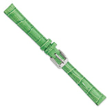 12mm Green Crocodile Grain Chrono Silver-tone Buckle Watch Band