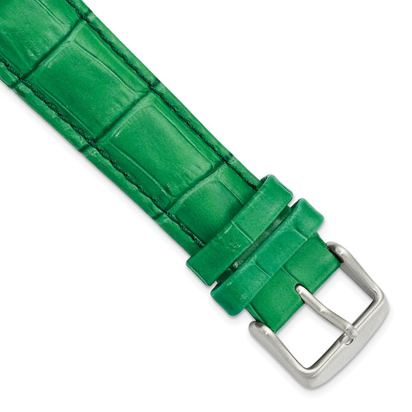 20mm Green Crocodile Grain Chrono Silver-tone Buckle Watch Band