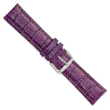 22mm Purple Crocodileodile Grain Chrono Silver-tone Buckle Watch Band