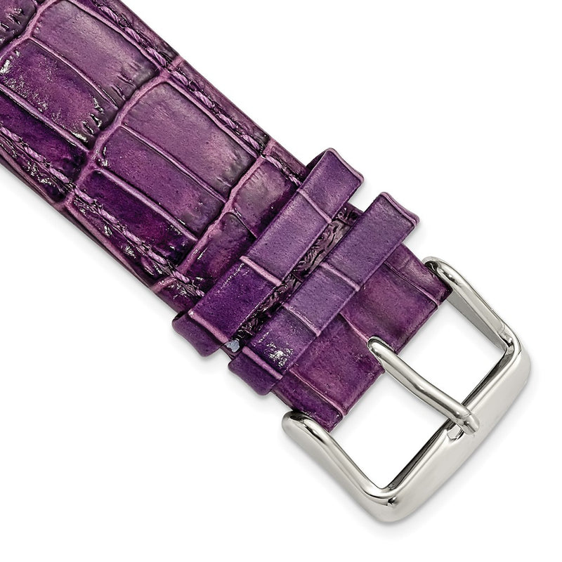 22mm Purple Crocodileodile Grain Chrono Silver-tone Buckle Watch Band