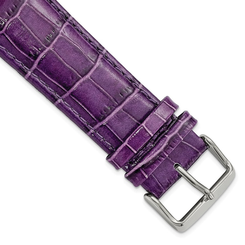 DeBeer 24mm Violet Crocodile Grain Chronograph Leather with Silver-tone Buckle 7.5 inch Watch Band