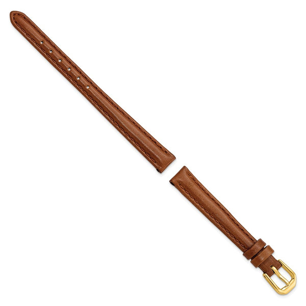 DeBeer 10mm Havana Smooth Leather with Gold-tone Buckle 6.75 inch Watch Band