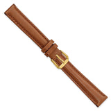 14mm Light Brown/Havana Smooth Leather Gold-tone Buckle Watch Band