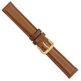 17mm Light Brown/Havana Smooth Leather Gold-tone Buckle Watch Band