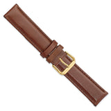 19mm Light Brown/Havana Smooth Leather Gold-tone Buckle Watch Band