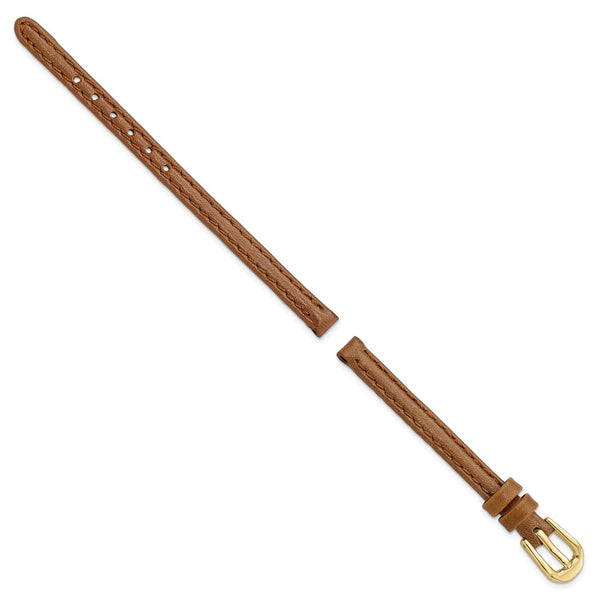 DeBeer 6mm Havana Smooth Leather with Gold-tone Buckle 6.75 inch Watch Band