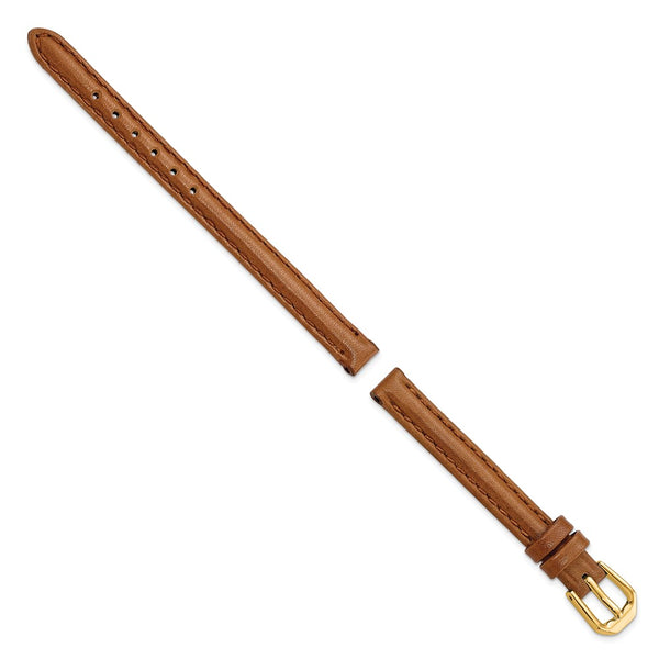DeBeer 8mm Havana Smooth Leather with Gold-tone Buckle 6.75 inch Watch Band