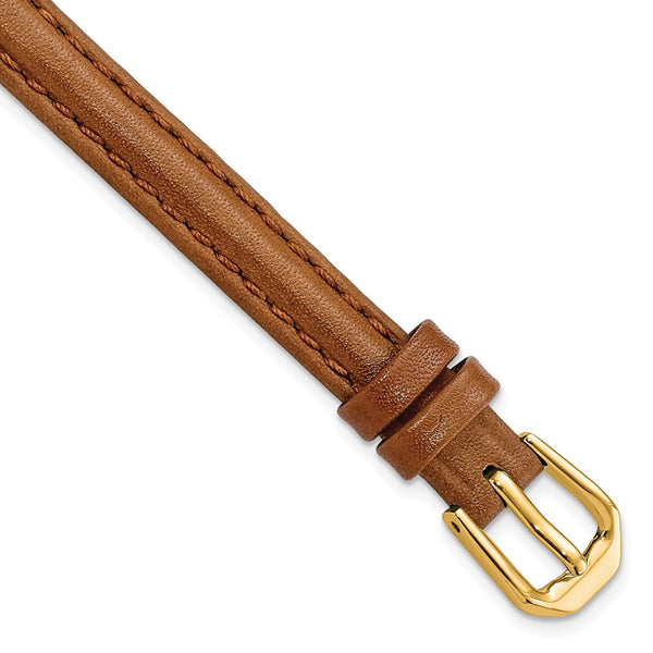 8mm Light Brown/Havana Smooth Leather Gold-tone Buckle Watch Band