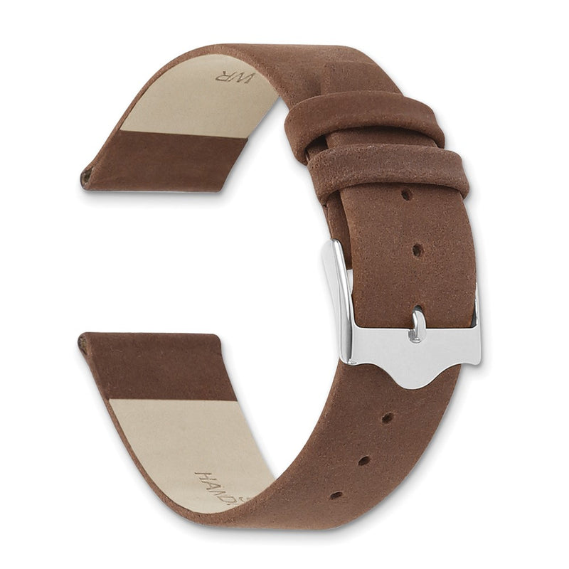 18mm Dark Brown Suede Flat Leather Gold-tone Buckle Watch Band