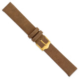 17mm Dark Brown Suede Flat Leather Gold-tone Buckle Watch Band