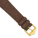 20mm Dark Brown Suede Flat Leather Gold-tone Buckle Watch Band