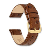 DeBeer 19mm Havana Ostrich Grain Leather with Gold-tone Buckle 7.5 inch Watch Band