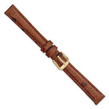DeBeer 12mm Havana Ostrich Grain Leather with Gold-tone Buckle 6.75 inch Watch Band