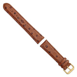 DeBeer 20mm Havana Ostrich Grain Leather with Gold-tone Buckle 7.5 inch Watch Band