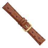 20mm Brown Ostrich Grain Leather Gold-tone Buckle Watch Band