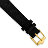14mm Black Suede Flat Leather Gold-tone Buckle Watch Band
