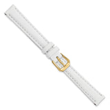 12mm White Smooth Leather Gold-tone Buckle Watch Band