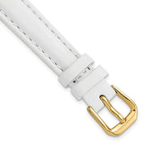 12mm White Smooth Leather Gold-tone Buckle Watch Band