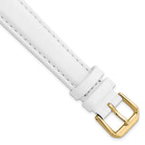 14mm White Smooth Leather Gold-tone Buckle Watch Band