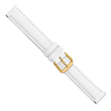 15mm White Smooth Leather Gold-tone Buckle Watch Band