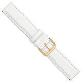 DeBeer 19mm White Smooth Leather with Gold-tone Buckle 7.5 inch Watch Band