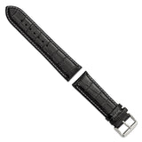 DeBeer 24mm Black Crocodile Grain Chronograph Leather with White Stitching and Sliver-tone Buckle 7.5 inch Watch Band